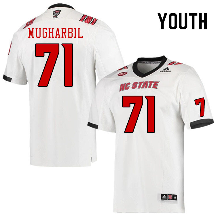 Youth #71 Yousef Mugharbil NC State Wolfpack College Football Jerseys Stitched Sale-White - Click Image to Close